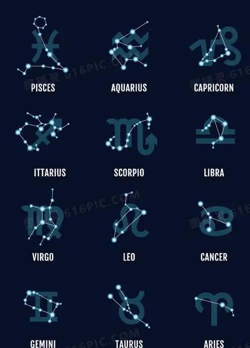 插画十二地支十二星座星空十二节气十二星座十二星座处女座矢量十二