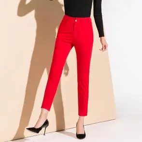 宽松九分裤子红色女裤秋季高腰直筒裤红裤子垂感休闲长裤小脚裤厚