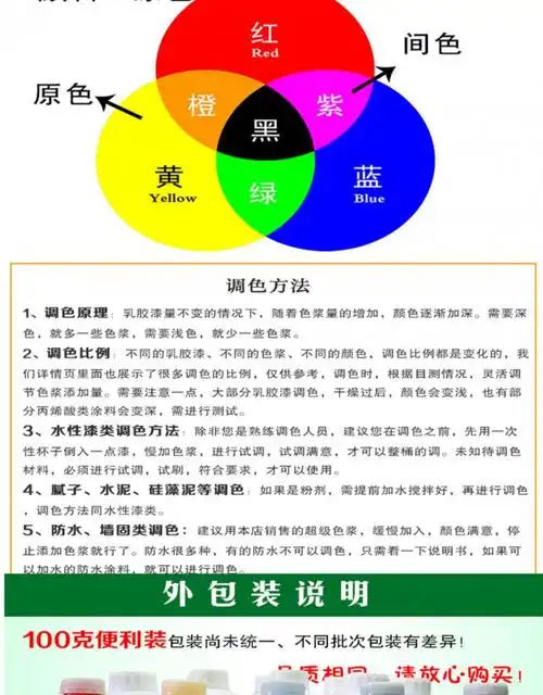 高浓度浓缩型水性色浆乳胶漆内外墙涂料墙固地固调色