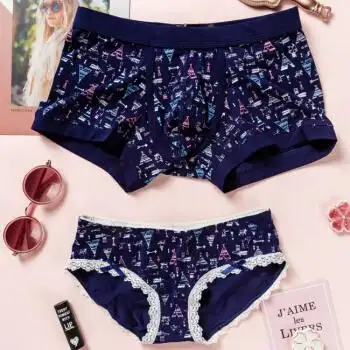 低腰内裤女三角裤男士平角裤男生内裤 藏青色 2条装(男士l号 女士l号)