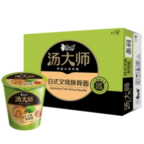 康师傅方便面整箱装汤大师日式叉烧豚骨面55g12杯泡面桶装速食早餐