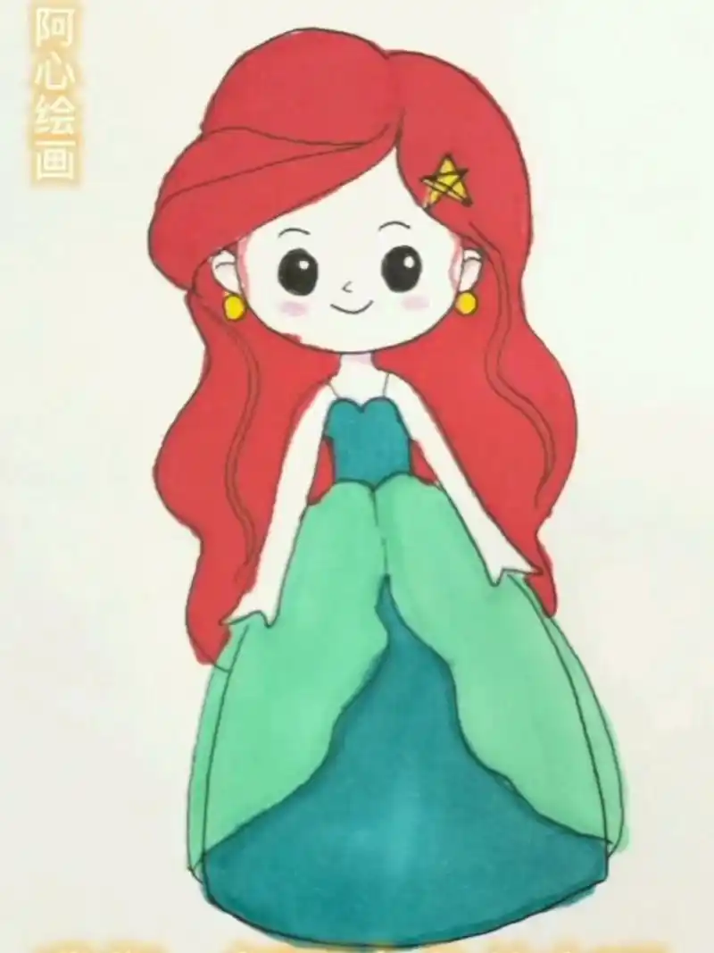 简笔画:美人鱼 三十秒学会画美人鱼,一看就会画的简笔画,零基础学绘画