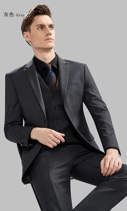 nosoyo65高端品牌轻奢侈品高档西服套装男士西装三件套修身商务正装