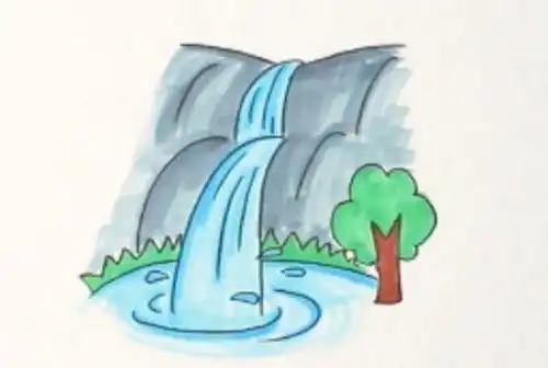 彩色瀑布简笔画儿童画怎么画简单又漂亮瀑布简笔画教程步骤