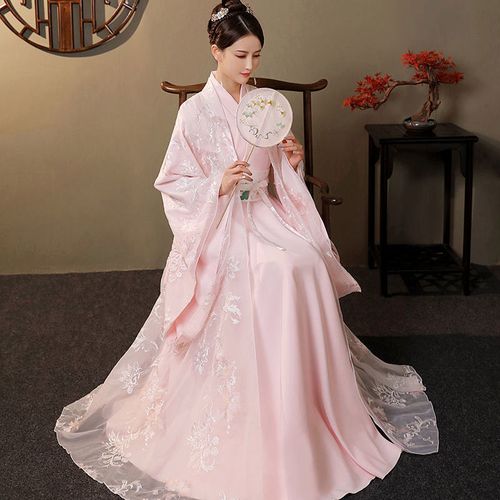 原创古装花仙子魏晋风汉服广袖仙女日常装 交领襦裙舞蹈服套装