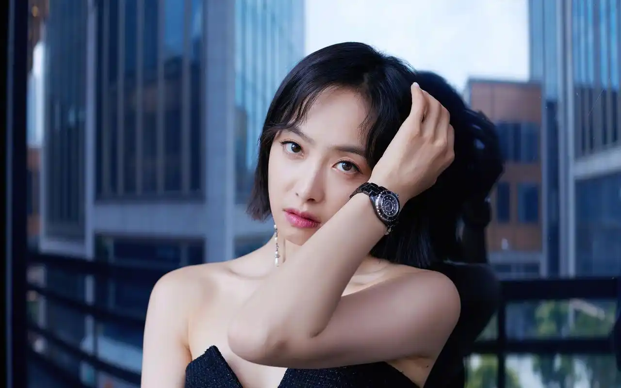 宋茜黑色系性感高清桌面壁纸