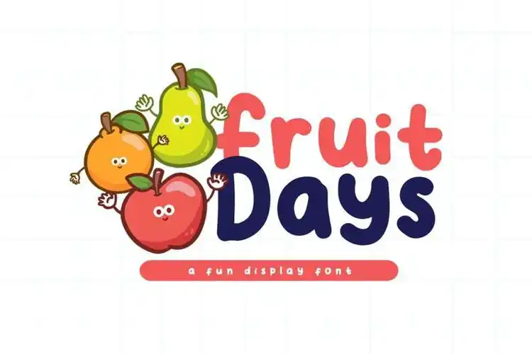 可爱圆润的水果食品封面英文手写字体-fruit days - 艺字网