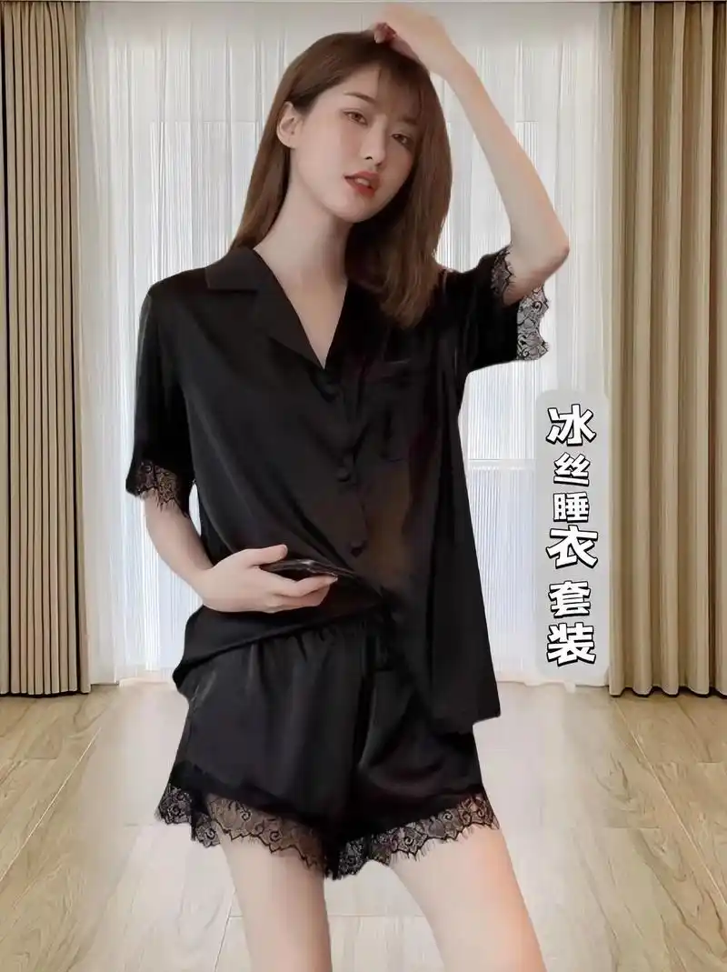 2024夏季新款冰丝睡衣套装,仿真丝面料,真丝和冰丝的完美结合