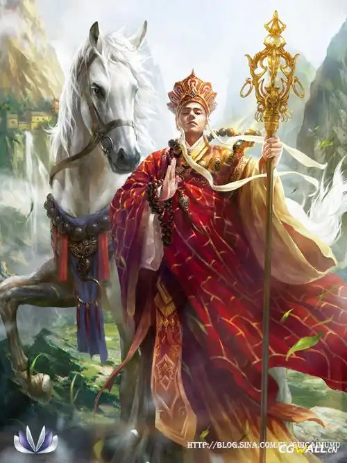 本人找到了一张精美的唐僧图片,图中的唐僧看上去牛哄非常,画风相当的