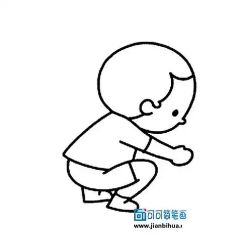 蹲着的小孩 简笔画