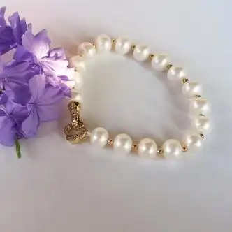 珍珠手链大珠淡水复古简约轻奢北海手饰闺蜜女朋友妈妈新年礼物四叶草