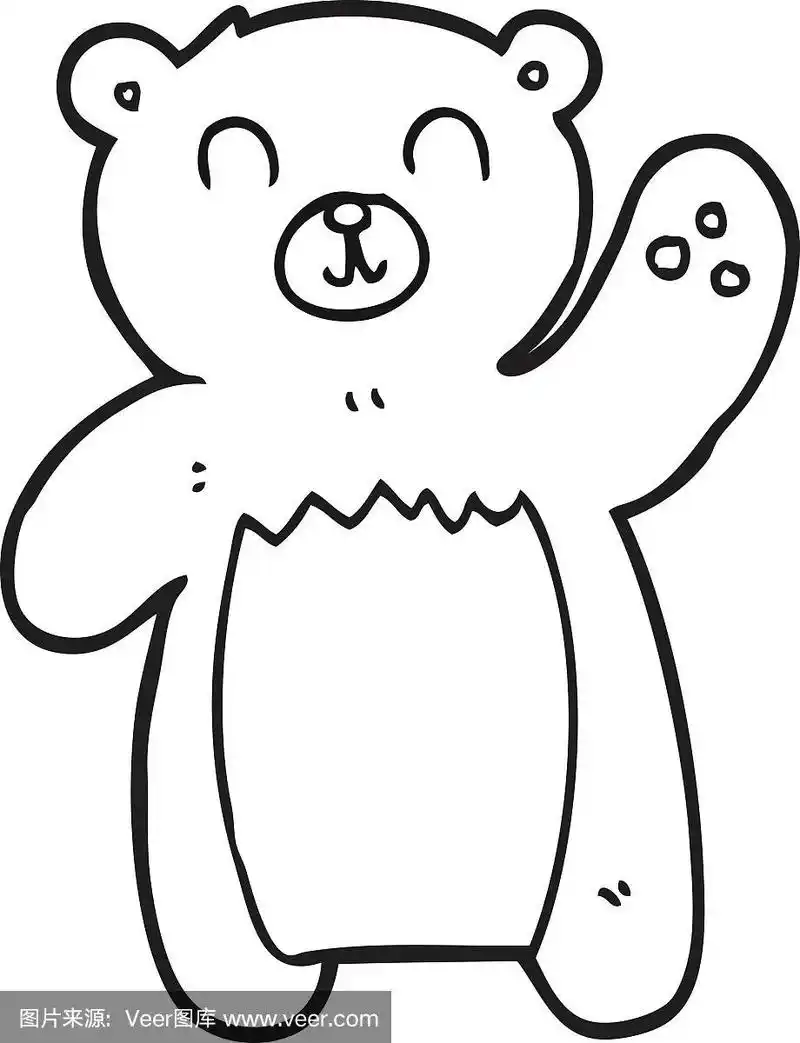 黑白卡通泰迪熊