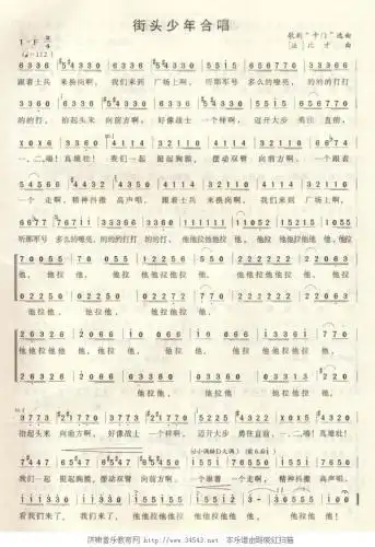 街头少年 歌谱 简谱