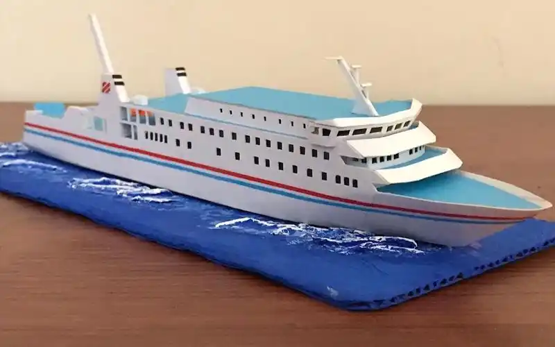 渡轮 纸模型 制作展示