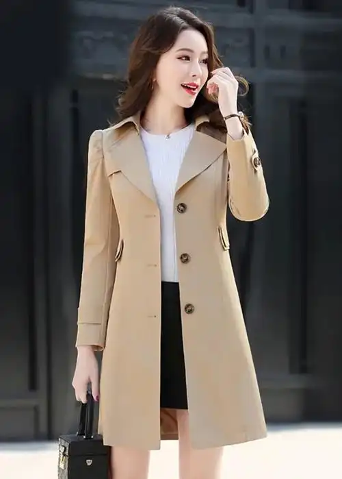 2021春季新款风衣女中长款修身韩版外套春秋百搭上衣女