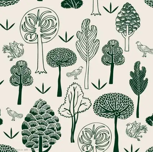 绿色手绘森林与鸽子矢量素材图片图片-图行天下图库