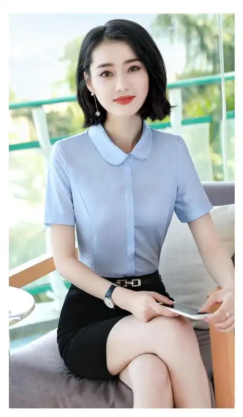 罗蒙时尚女装夏季2022新款短袖衬衣女夏韩版修身工作服工装职业正装