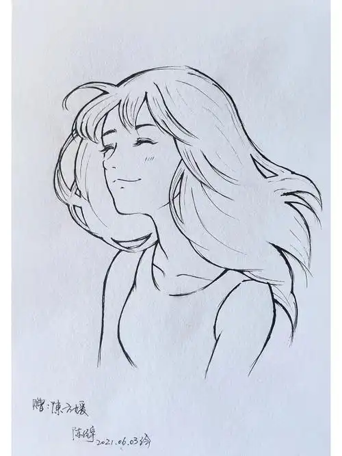 收到第二幅简易肖像画