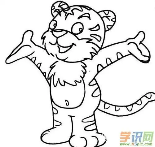 带颜色动的老虎简笔画