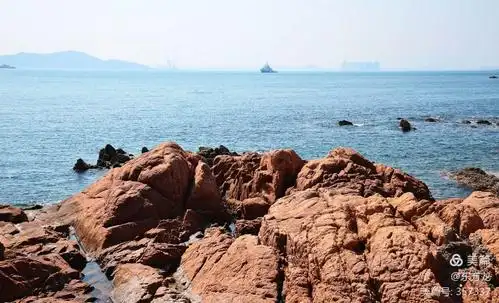 青岛海边特有的红礁石