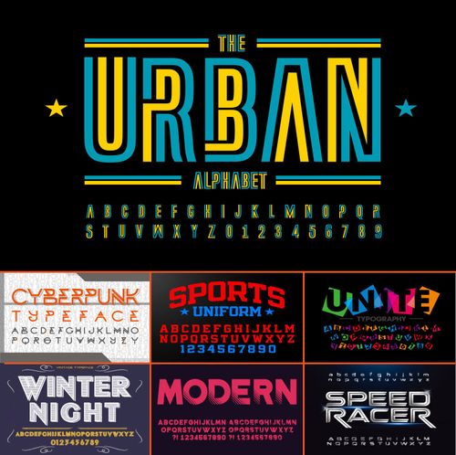 创意时尚国外英文字母主题标题字体设计eps矢量素材