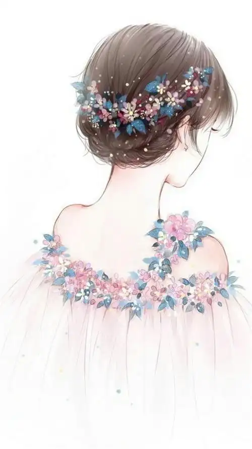 手绘动漫少女背影图片