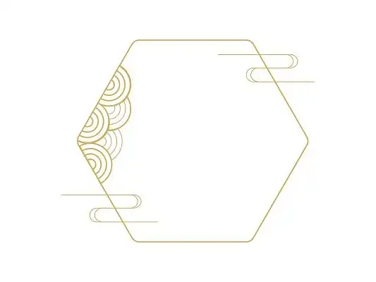 六边形中国风祥云金色边框png素材