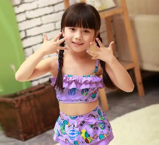 儿童泳衣 韩国新款可爱卡通女童分体泳装
