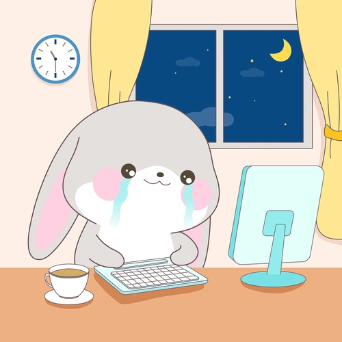 日常加班(⊙﹏⊙)|平面|ip形象|甜兔酱和泥萌兔 - 原创作品 - 站酷