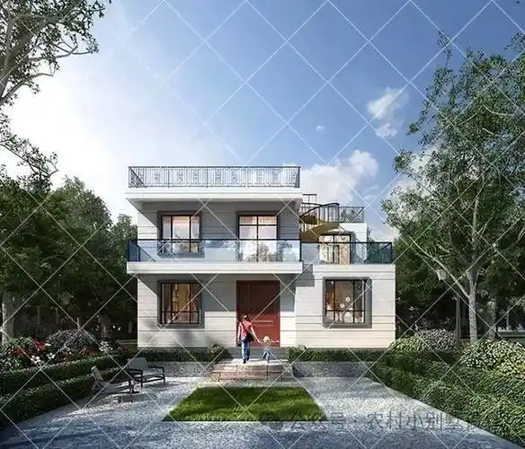 开春建房22款二层现代风自建房别墅图纸推荐,简约大气