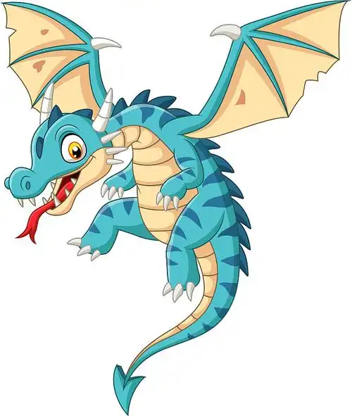 卡通飞龙在白色的背景图片