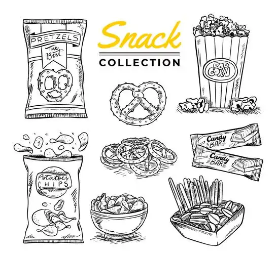 8款手绘零食设计矢量素材