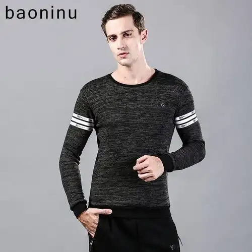 宝尼奴-男装卫衣时尚休闲竹节超柔加绒.时尚保暖兼顾m6944