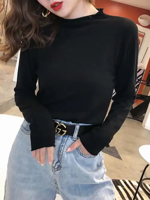 高领毛衣女黑色