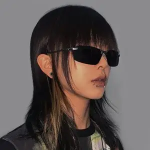 【&】赛博朋克 未来感 偏光太阳镜 银色无框墨镜