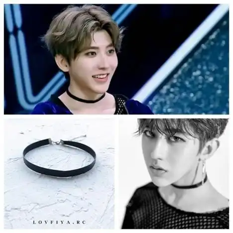 偶像练习生 蔡徐坤同款坤坤 情侣款皮质pu项链锁骨链颈链带项圈choker