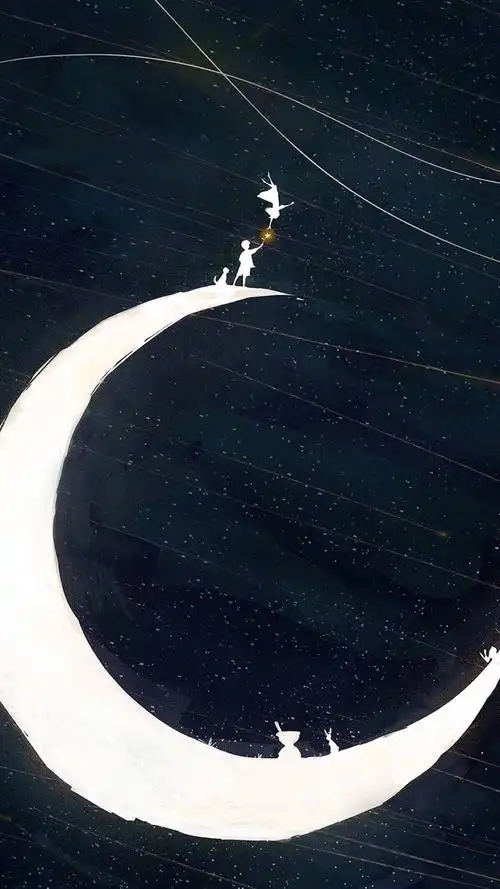 壁纸黑色二次元月亮唯美伤感