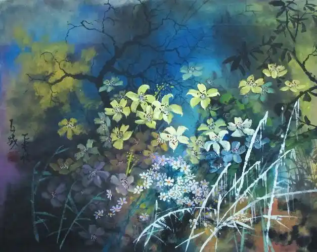 134.百合意境 60×76 纸本墨国画颜料