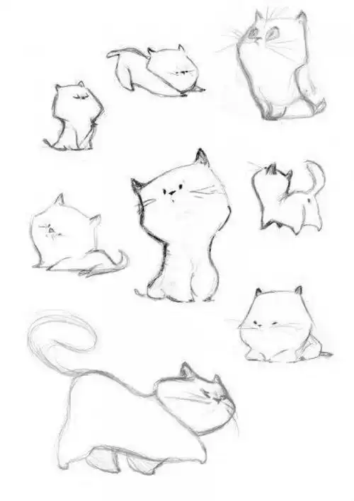 快乐小猫咪q版卡通画画法猫咪手绘教程猫咪简笔画儿童画