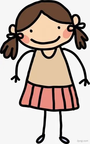 咖啡色可爱微笑女孩png素材透明免抠图片-节日元素