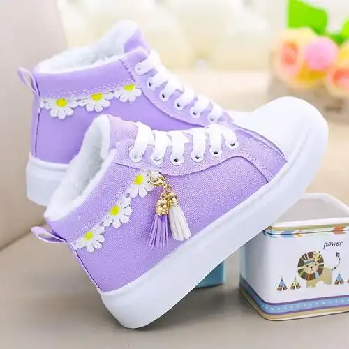 迪士尼disney高品质高帮帆布鞋女2022年新款冬季女鞋小学生鞋子女生