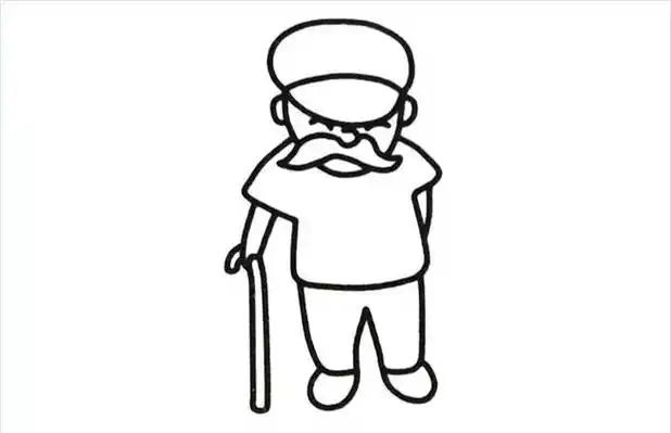 老头身子的简笔画
