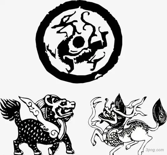 麒麟纹样png素材透明免抠图片装饰效果