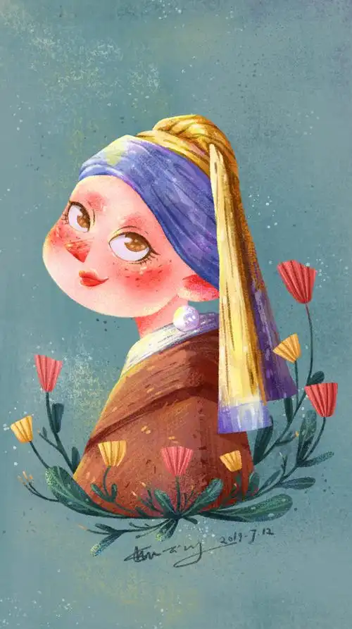 戴珍珠耳环的少女