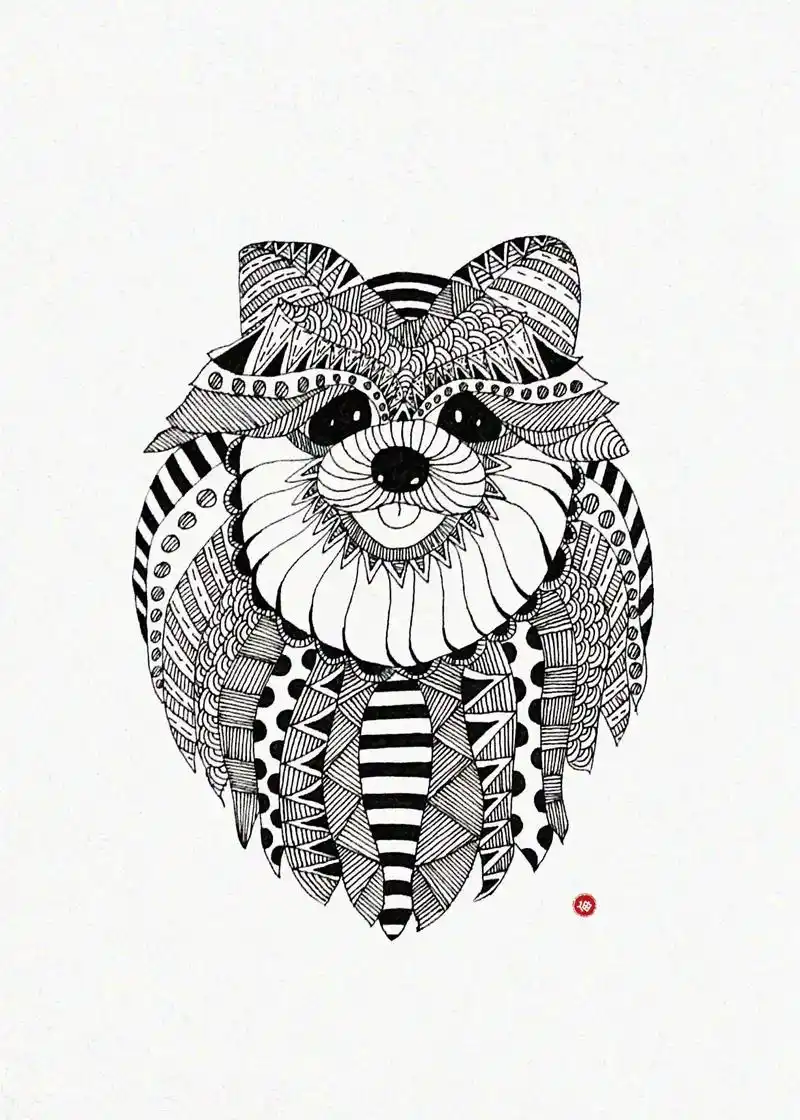 线描画/临摹-狗#黑白线描画 #创意美术 #线描画 #原来画 - 抖音