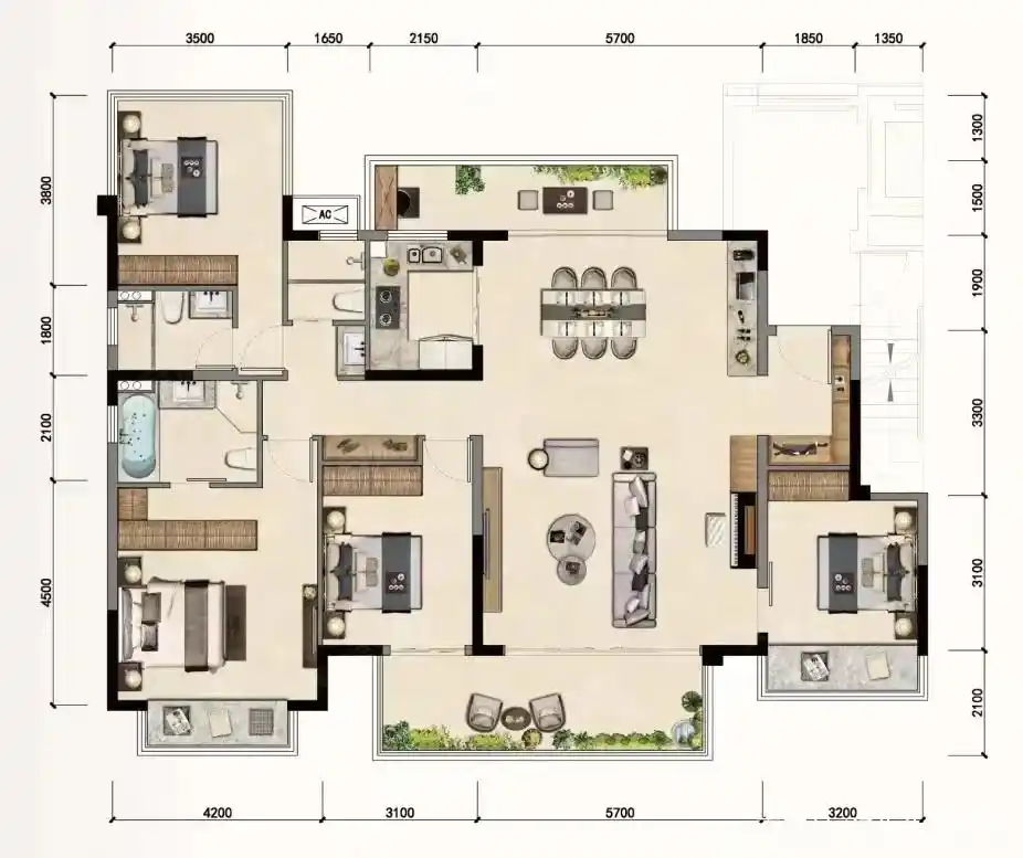 恢弘大气又精致宜居的200平米入门级大平层户型,你喜欢么?