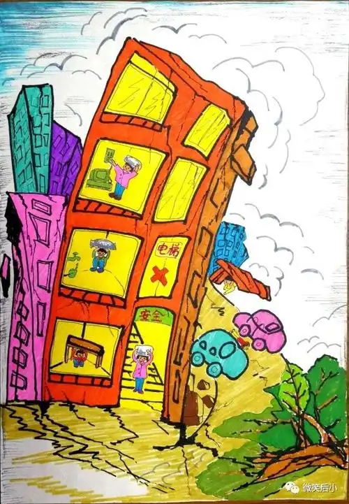 防震减灾儿童主题绘画图片