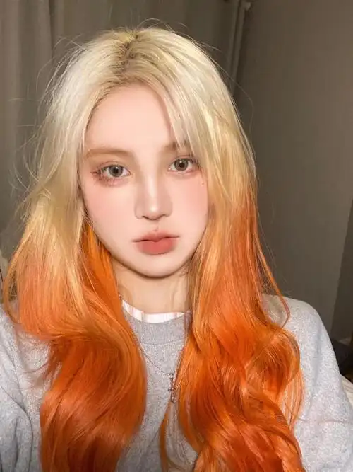 心机挂耳染网红2021流行色染发膏黑蓝灰紫脏橘色染发剂自己染薰衣紫