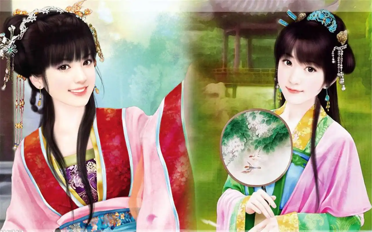 古典优雅中国风唯美古装美女高清手绘桌面壁纸(二)