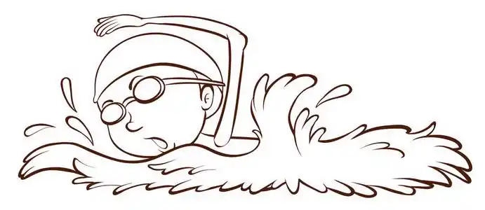 一个简单的草图的游泳的那个男孩照片